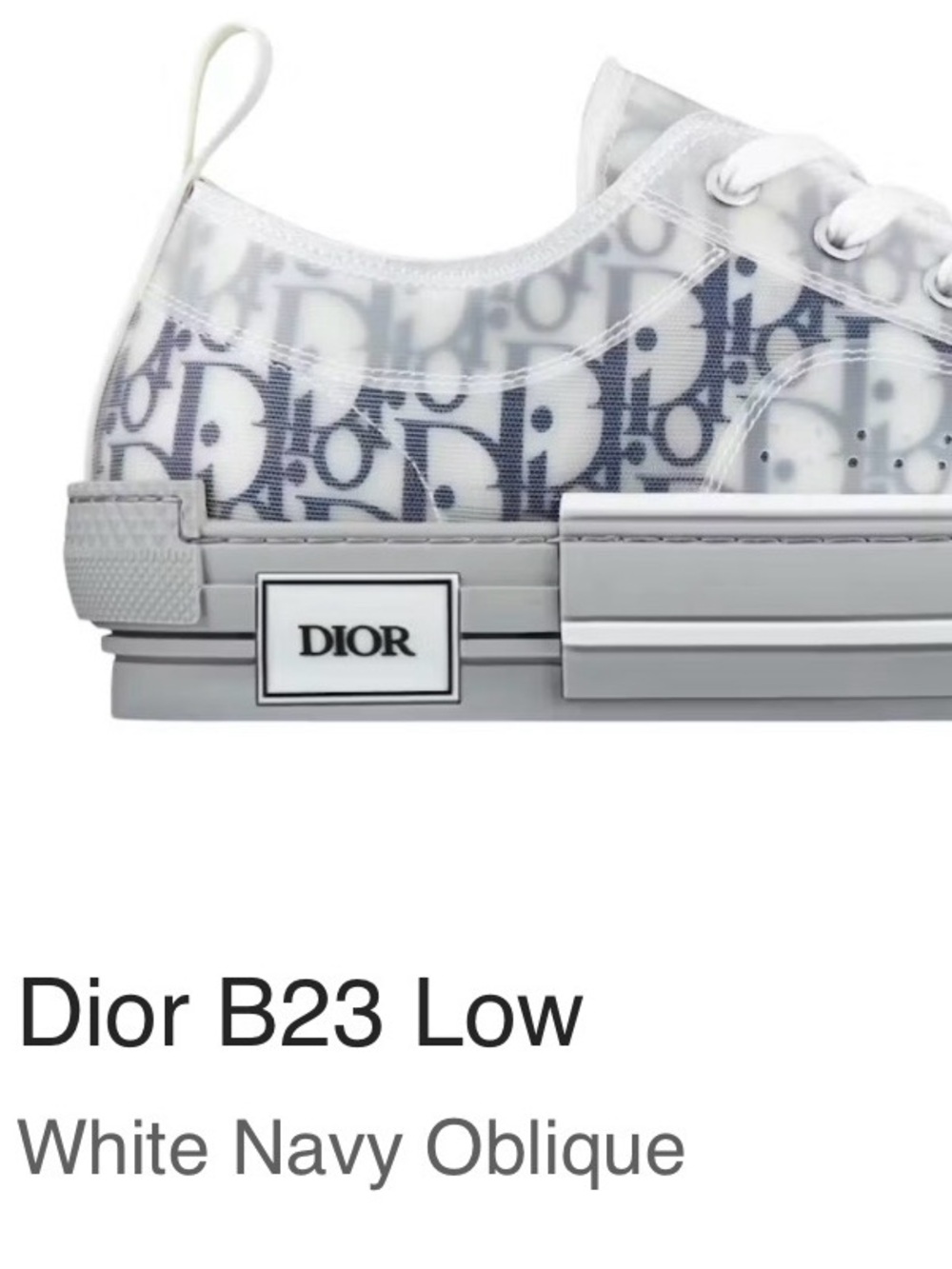 Dior Low-Top Sneaker in White and Navy Oblique / Mens: US 10 & EU 43 No Box